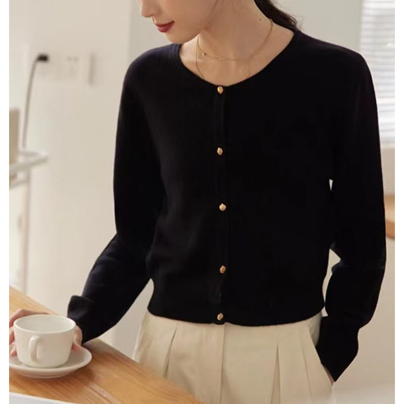 Dark Red Women's Wool Knitted Autumn Winter Cardigan
