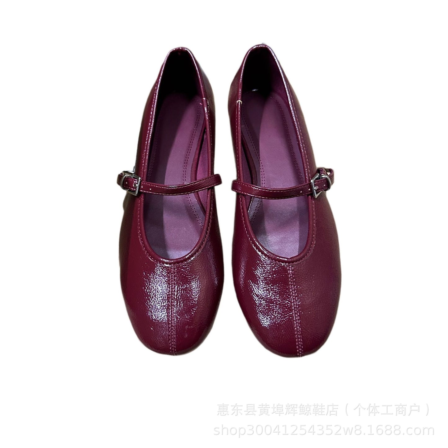 Burgundy Dark Cherry Red women's mary jane ballet shoes 2025 spring and autumn