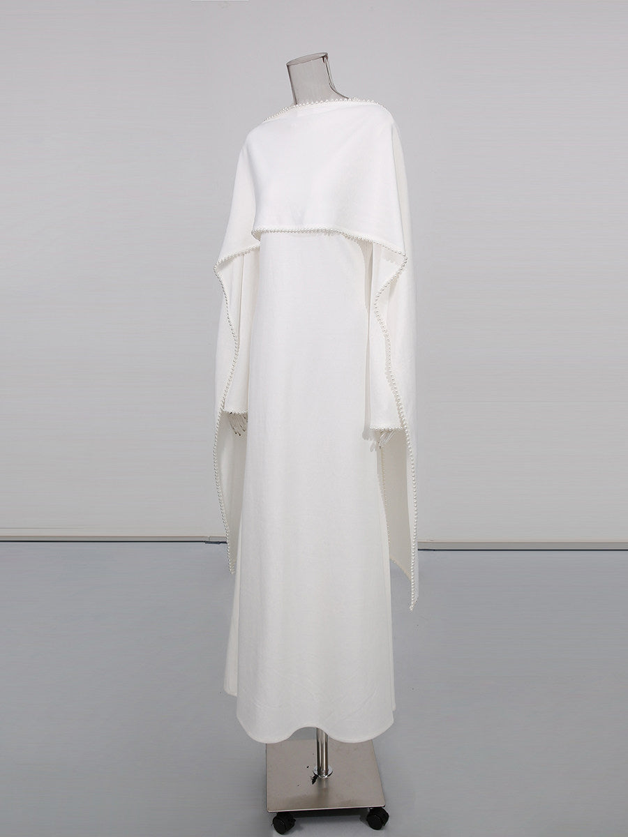 White pearl abaya