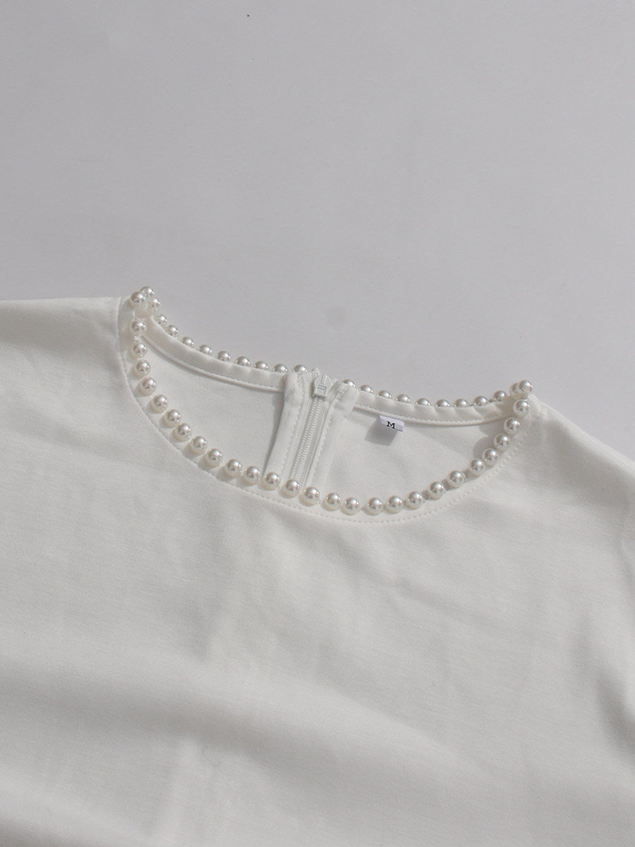 White pearl abaya
