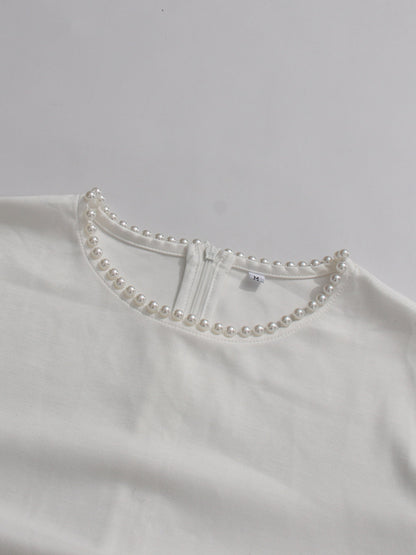 White pearl abaya
