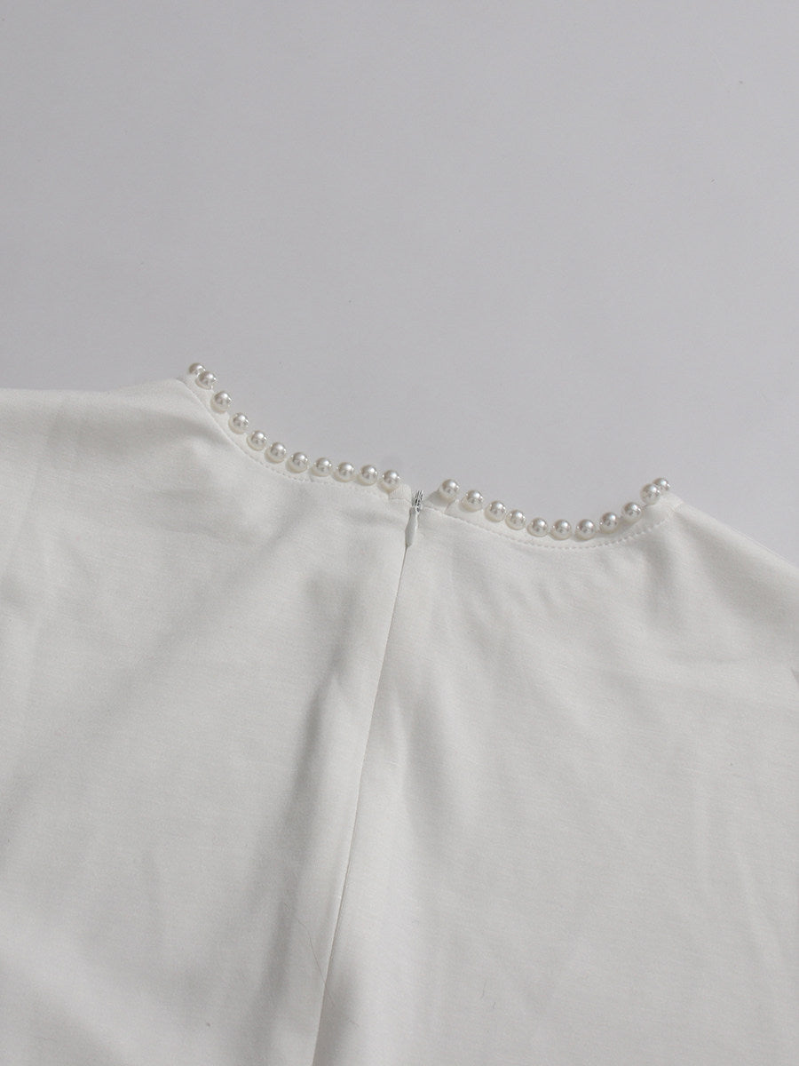 White pearl abaya