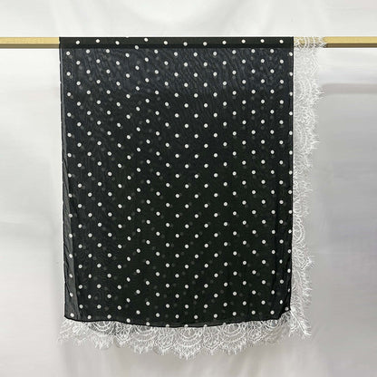 Modal polka dot print lace hijab