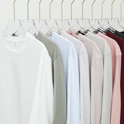 300g cotton long sleeve heavy crew neck solid color T-shirt women's loose versatile base shirt couple men's and women's style
