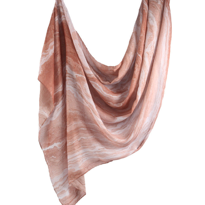 Cross-border hot selling watercolor painting series modal cotton shawl satin print scarf ethnic headscarf women's scarf