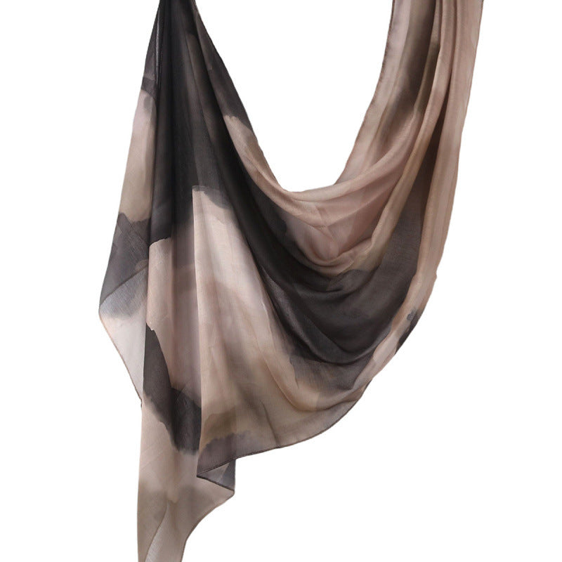Cross-border hot selling watercolor painting series modal cotton shawl satin print scarf ethnic headscarf women's scarf