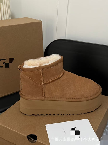 UG home Sampo Tast snow boots women's fur integrated star flip flops warm slip-on shoes thick-soled non-slip cotton shoes women's boots