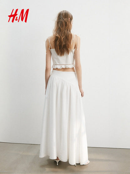 HM2026 Summer New Women's Lace-Up Decorated Midi Skirt 1327829