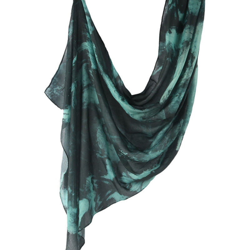 Cross-border hot selling watercolor painting series modal cotton shawl satin print scarf ethnic headscarf women's scarf