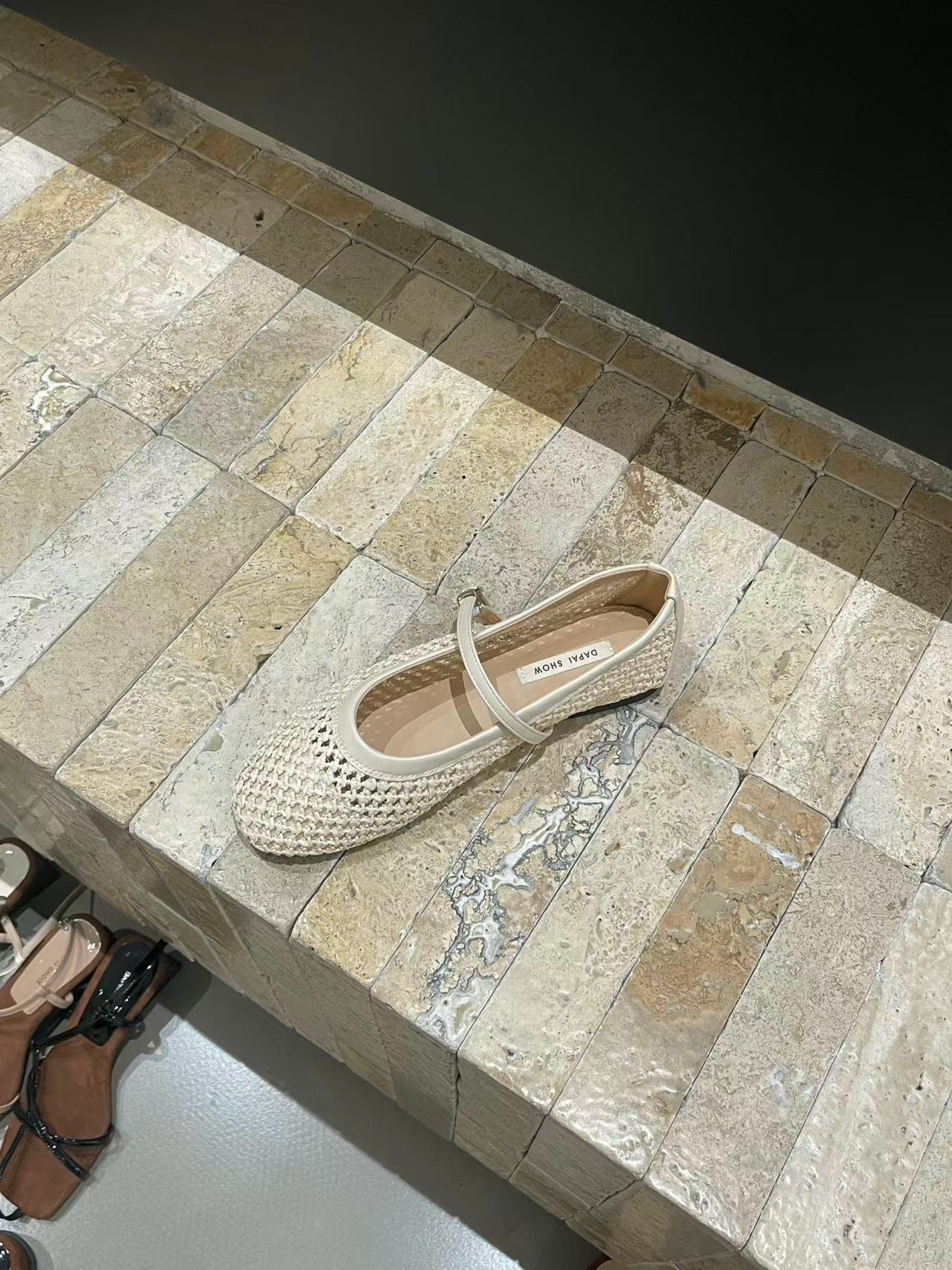 Summer 2025 New Round Toe French Flat Mary Jane Shoes Woven Vintage Single Shallow One Strap Single Shoe