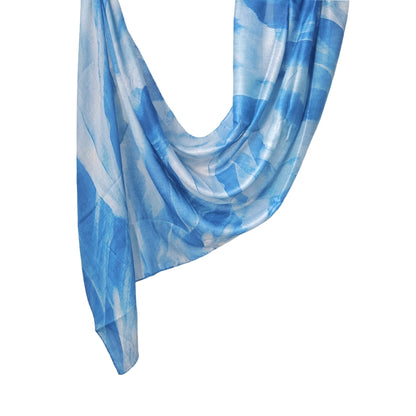 [Polyester Cotton Printing] cross-border hot selling watercolor series printed scarf double-sided penetration soft surrounding tie-dye east end
