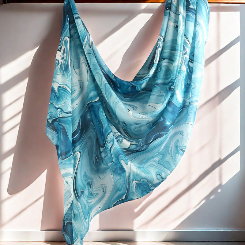 Cross-border hot selling watercolor painting series modal cotton shawl satin print scarf ethnic headscarf women's scarf