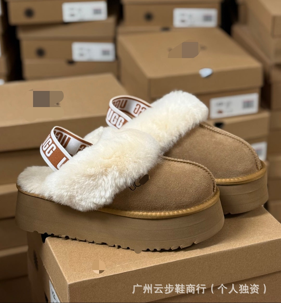 UG home Sampo Tast snow boots women's fur integrated star flip flops warm slip-on shoes thick-soled non-slip cotton shoes women's boots