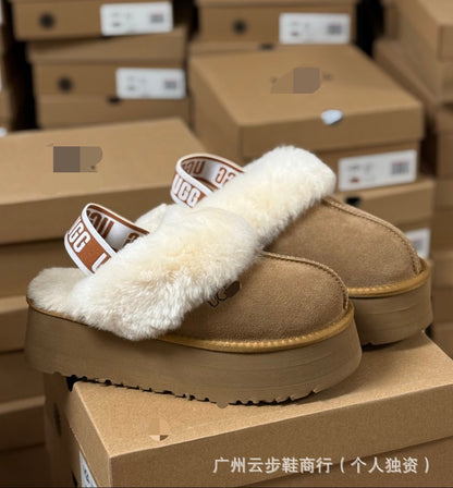 UG home Sampo Tast snow boots women's fur integrated star flip flops warm slip-on shoes thick-soled non-slip cotton shoes women's boots