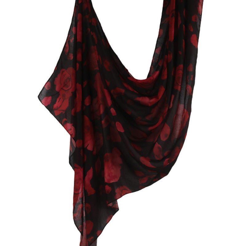 Cross-border hot selling watercolor painting series modal cotton shawl satin print scarf ethnic headscarf women's scarf
