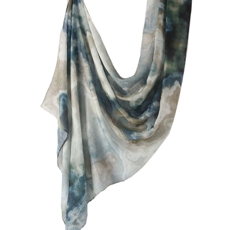 Cross-border hot selling watercolor painting series modal cotton shawl satin print scarf ethnic headscarf women's scarf