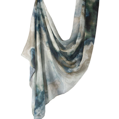 Cross-border hot selling watercolor painting series modal cotton shawl satin print scarf ethnic headscarf women's scarf