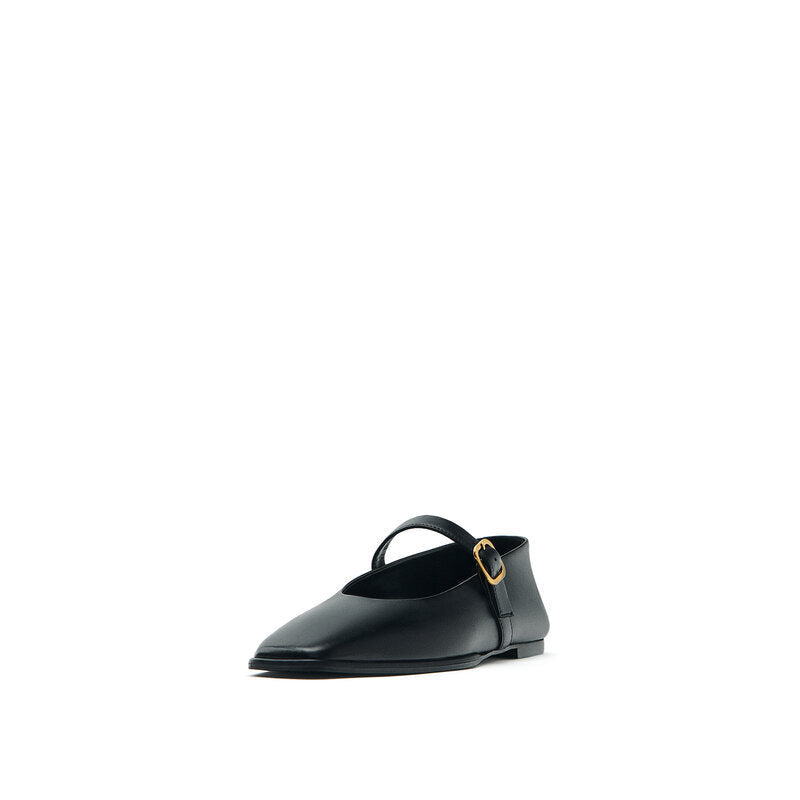 New Genuine Leather Square Toe Pumps Women's Ballet Flats