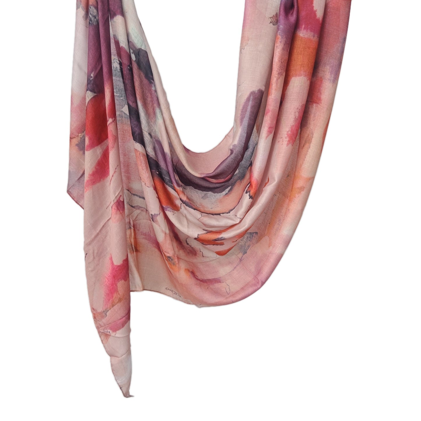 [Polyester Cotton Printing] cross-border hot selling watercolor series printed scarf double-sided penetration soft surrounding tie-dye east end
