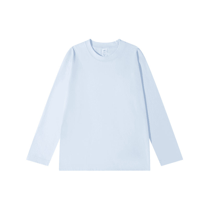 300g cotton long sleeve heavy crew neck solid color T-shirt women's loose versatile base shirt couple men's and women's style