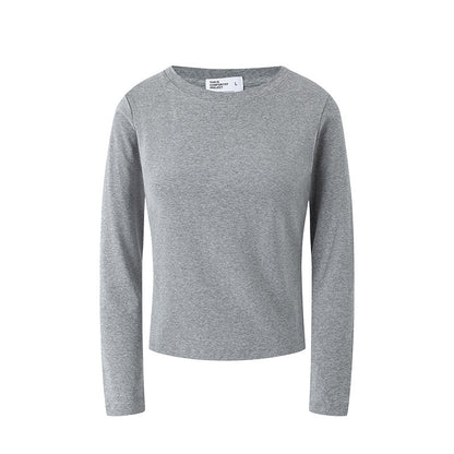 UNF Straight Shoulder Lycra Cotton Skin-friendly Solid Color Stretch Base Top Casual Commuter Crew Neck Long Sleeve Bottom T-Shirt Women's