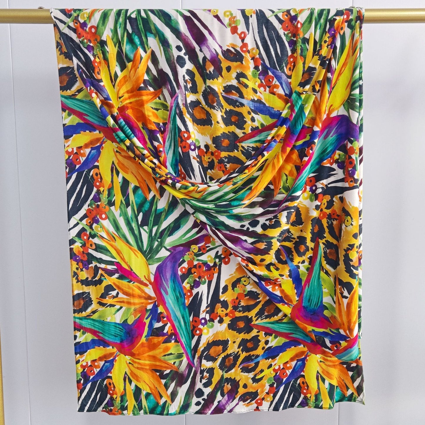 [Mercerized Cotton Double-sided Print] 145g High Quality Mercerized Cotton Boho Style Fashion Watercolor Print Scarf