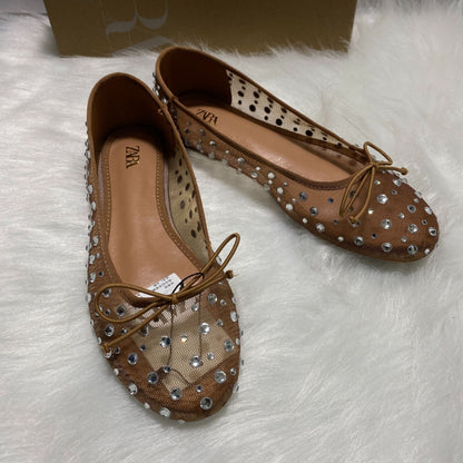 ZA manufacturers 2025 summer foreign trade new breathable flat bottom rhinestone decoration bow fashion and versatile women's shoes