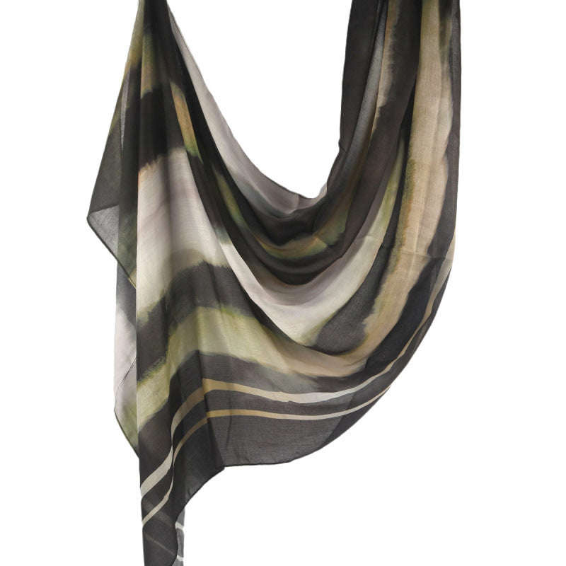 Cross-border hot selling watercolor painting series modal cotton shawl satin print scarf ethnic headscarf women's scarf