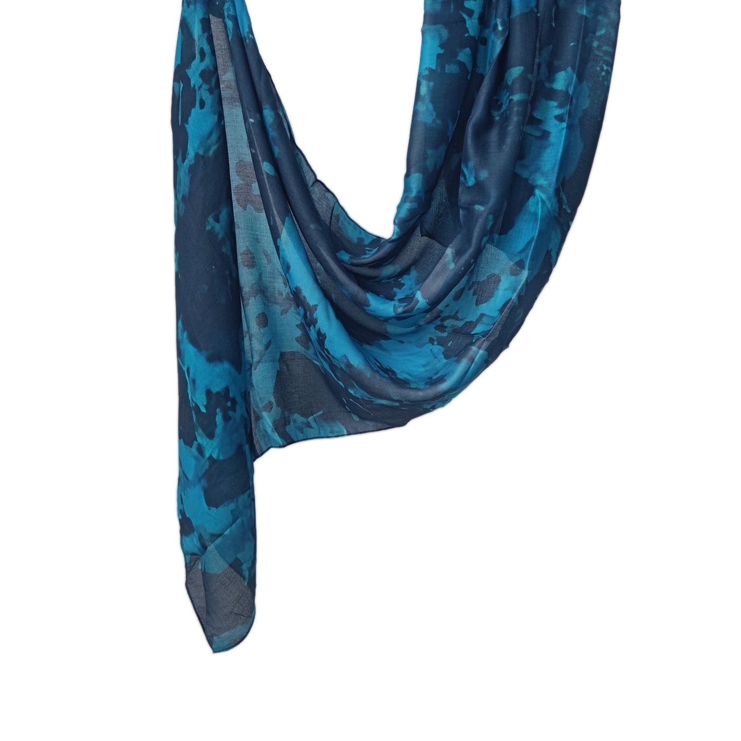 [Polyester Cotton Printing] cross-border hot selling watercolor series printed scarf double-sided penetration soft surrounding tie-dye east end