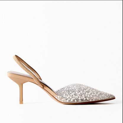 Pearl slingback stiletto high heels