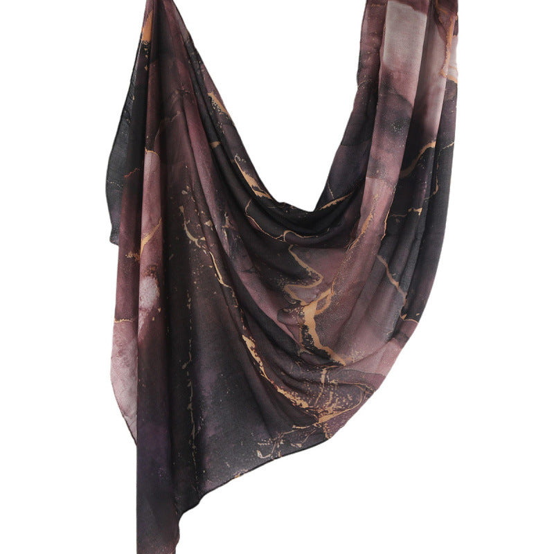 Cross-border hot selling watercolor painting series modal cotton shawl satin print scarf ethnic headscarf women's scarf
