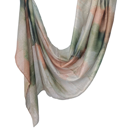[Polyester Cotton Printing] cross-border hot selling watercolor series printed scarf double-sided penetration soft surrounding tie-dye east end