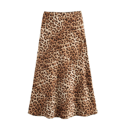 ZR Foreign Trade Wholesale European and American Style Women's New Temperament High-waisted Printed Mermaid Skirt Elasticated Long Skirt