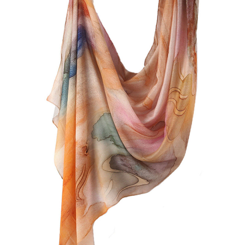 Cross-border hot selling watercolor painting series modal cotton shawl satin print scarf ethnic headscarf women's scarf
