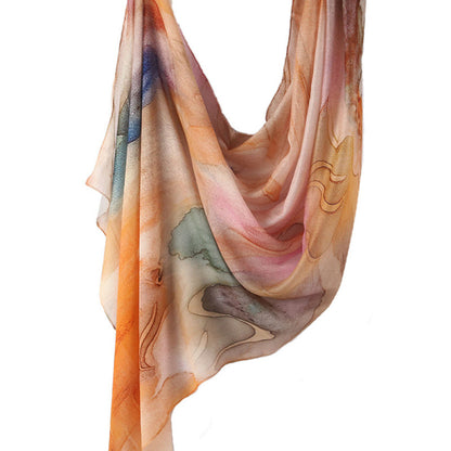 Cross-border hot selling watercolor painting series modal cotton shawl satin print scarf ethnic headscarf women's scarf