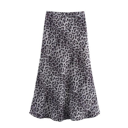 ZR Foreign Trade Wholesale European and American Style Women's New Temperament High-waisted Printed Mermaid Skirt Elasticated Long Skirt