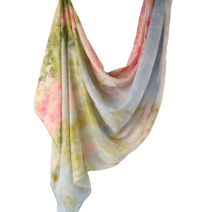 Cross-border hot selling watercolor painting series modal cotton shawl satin print scarf ethnic headscarf women's scarf