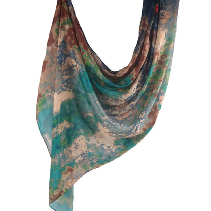 Cross-border hot selling watercolor painting series modal cotton shawl satin print scarf ethnic headscarf women's scarf