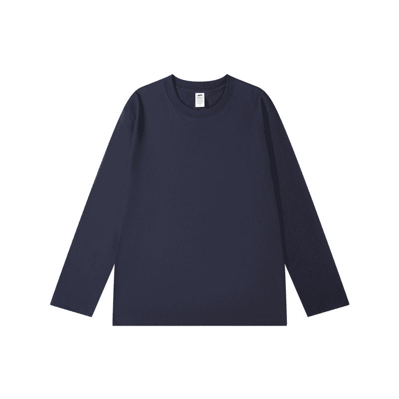 300g cotton long sleeve heavy crew neck solid color T-shirt women's loose versatile base shirt couple men's and women's style