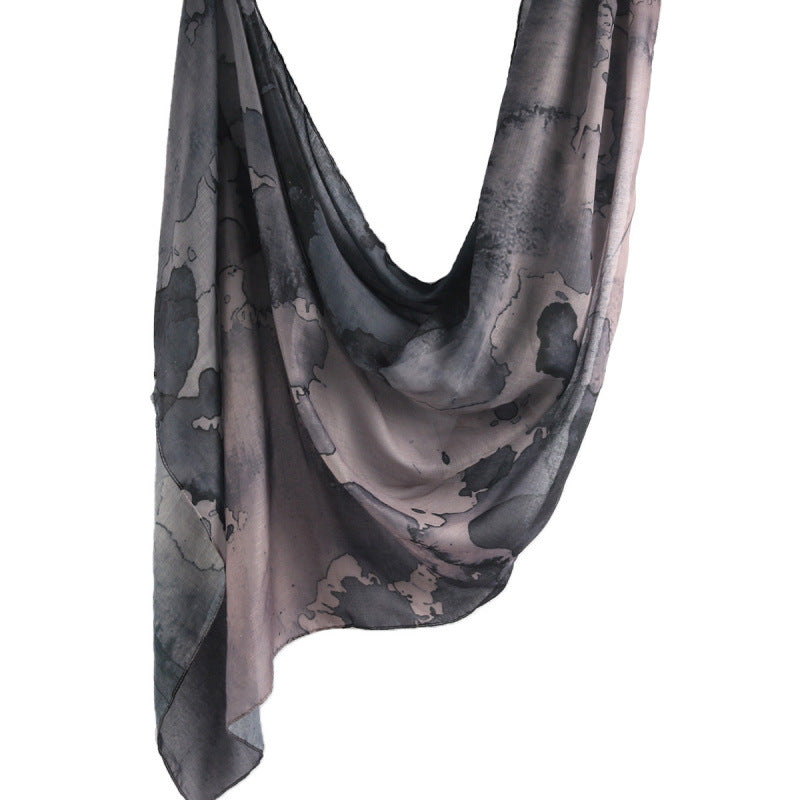 Cross-border hot selling watercolor painting series modal cotton shawl satin print scarf ethnic headscarf women's scarf