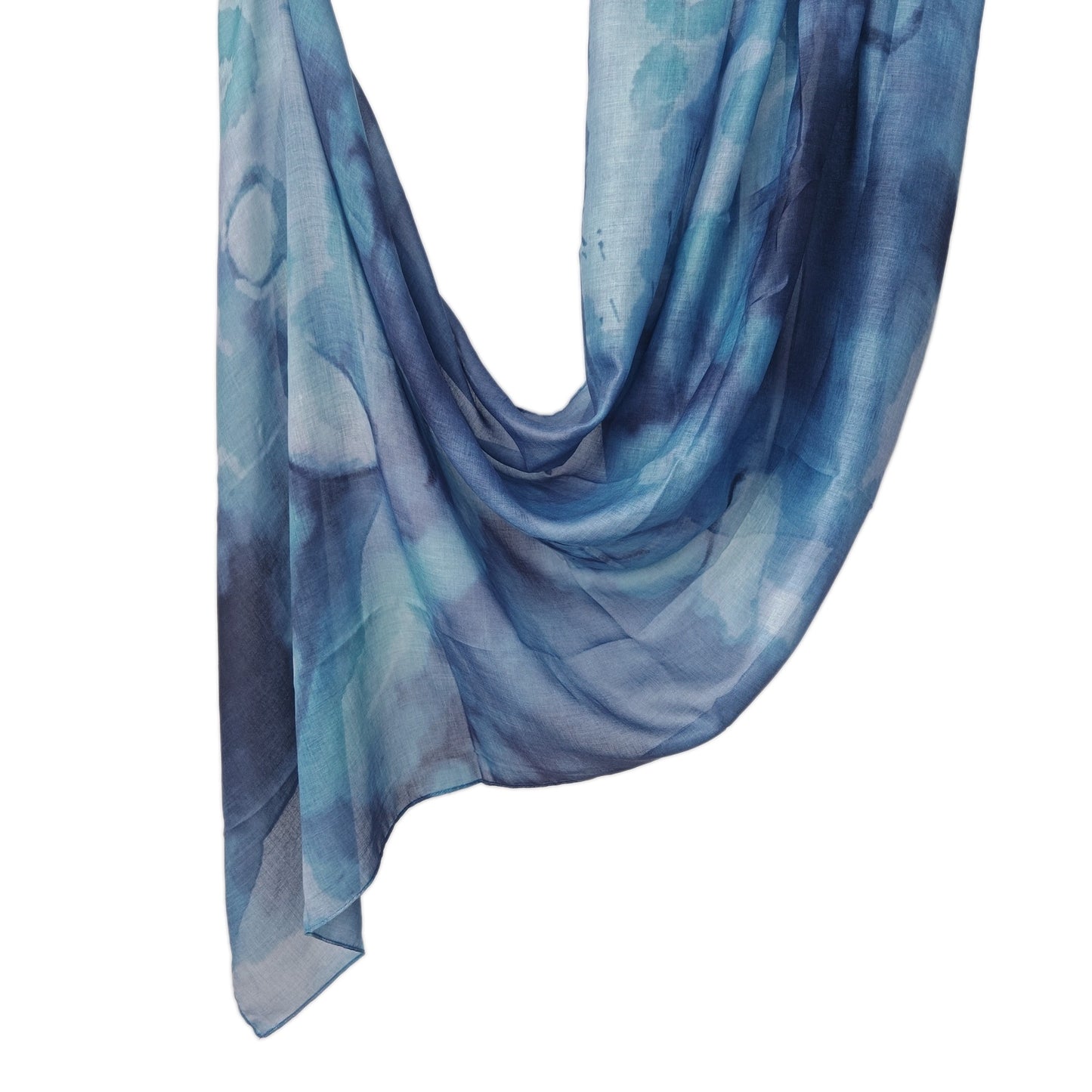 [Polyester Cotton Printing] cross-border hot selling watercolor series printed scarf double-sided penetration soft surrounding tie-dye east end