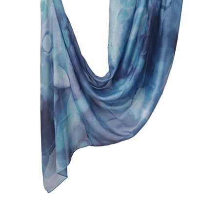 [Polyester Cotton Printing] cross-border hot selling watercolor series printed scarf double-sided penetration soft surrounding tie-dye east end
