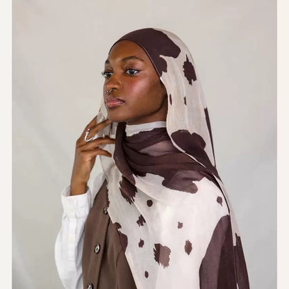 [Polyester Cotton Printing] cross-border hot selling watercolor series printed scarf double-sided penetration soft surrounding tie-dye east end