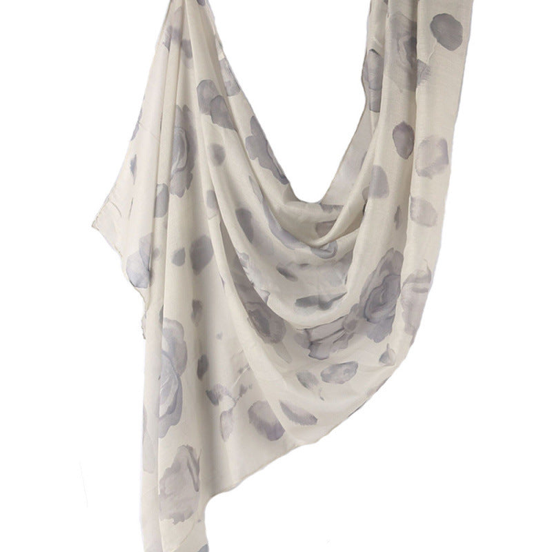 Cross-border hot selling watercolor painting series modal cotton shawl satin print scarf ethnic headscarf women's scarf