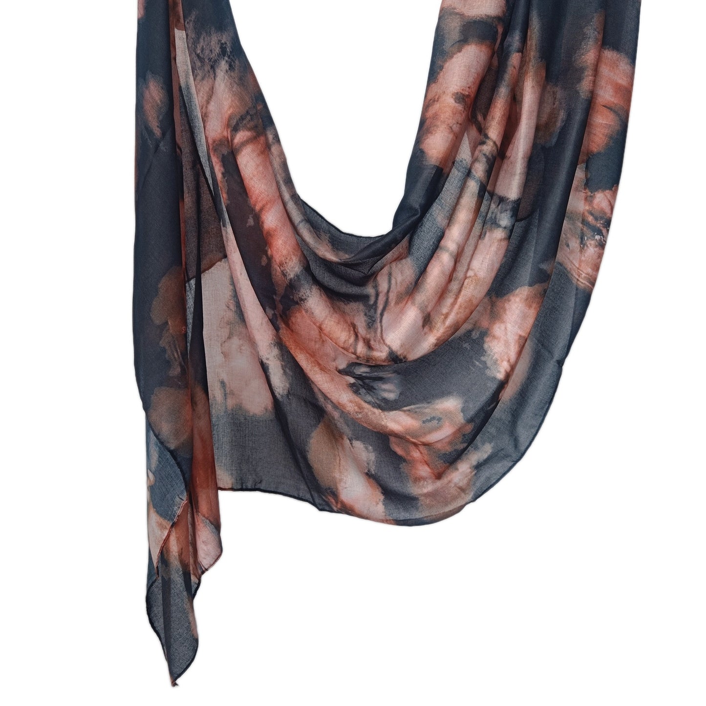 [Polyester Cotton Printing] cross-border hot selling watercolor series printed scarf double-sided penetration soft surrounding tie-dye east end