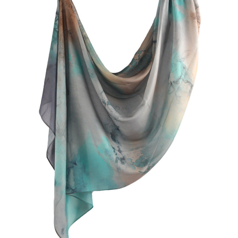Cross-border hot selling watercolor painting series modal cotton shawl satin print scarf ethnic headscarf women's scarf