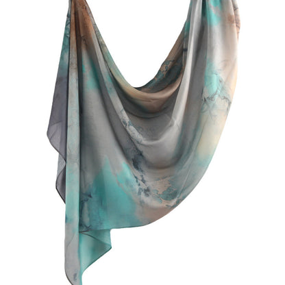 Cross-border hot selling watercolor painting series modal cotton shawl satin print scarf ethnic headscarf women's scarf