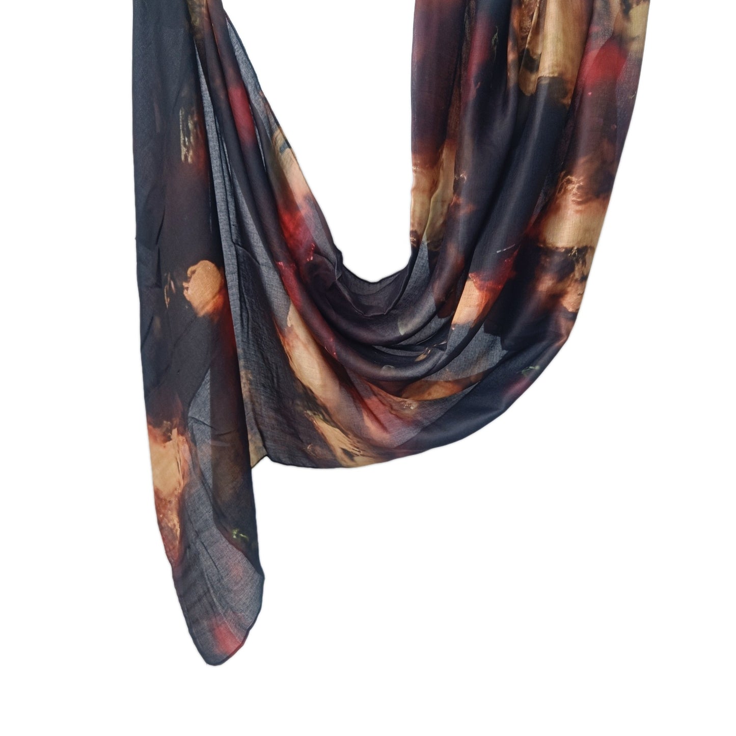 [Polyester Cotton Printing] cross-border hot selling watercolor series printed scarf double-sided penetration soft surrounding tie-dye east end