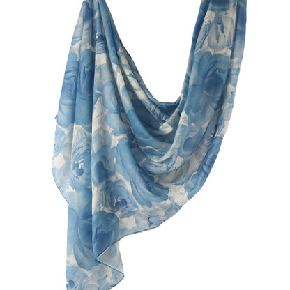 Cross-border hot selling watercolor painting series modal cotton shawl satin print scarf ethnic headscarf women's scarf