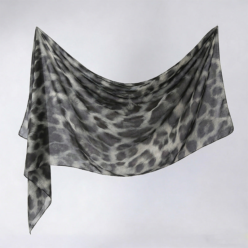 Cross-border silk scarf long strip scarf for women, watercolor breathable sun-protection shawl, summer thin Malaysian headscarf